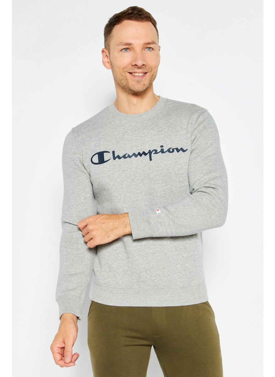 Champion Men Sportswear Fit Long Sleeve Training Sweatshirt, Heather Grey  - Image 1