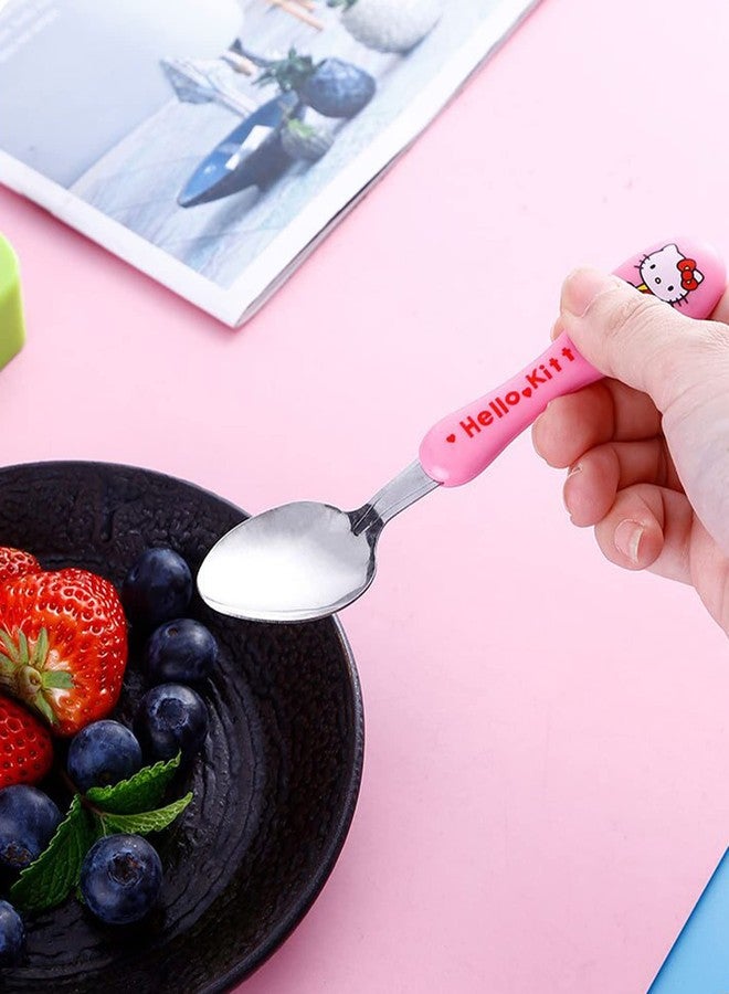 MEZON Non-Toxic Stainless Steel Dinnerware Kids Spoon & Fork Set Easy Grip Kids Cutlery Flatware (Multicolor) - Image 4