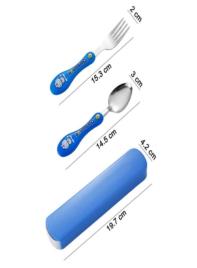 MEZON Non-Toxic Stainless Steel Dinnerware Kids Spoon & Fork Set Easy Grip Kids Cutlery Flatware (Multicolor) - Image 2