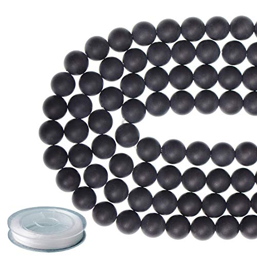 LPBeads 6mm Natural Matte Black Onyx Round Gemstone Frosted 120Pcs Bulk Loose Beads for Jewelry Making Bracelet with Stretch Beading Cord LPBeads - Image 1
