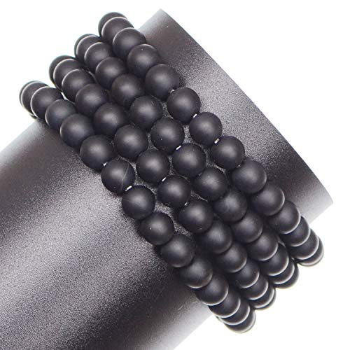 LPBeads 6mm Natural Matte Black Onyx Round Gemstone Frosted 120Pcs Bulk Loose Beads for Jewelry Making Bracelet with Stretch Beading Cord LPBeads - Image 3