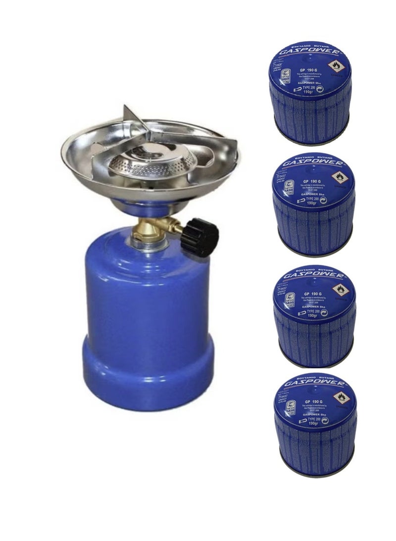 GASPOWER Portable Camping Stove With 4 Gas Cans For Camping And Traveling Full Safety - Image 1