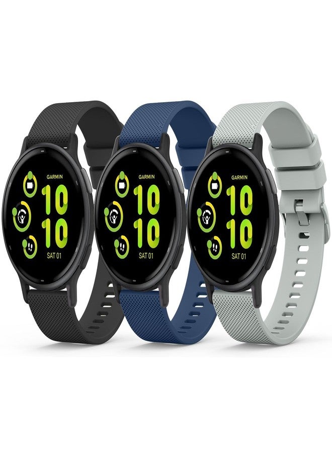 Meliya Silicone Bands Compatible with Garmin Vivoactive 5 Watch Band, Soft Silicone Sport Replacement Strap for Garmin Vivoactive 5/Vivoactive 6/3 Smart Watch Bands (Black+Navy Blue+Grey) - Image 1
