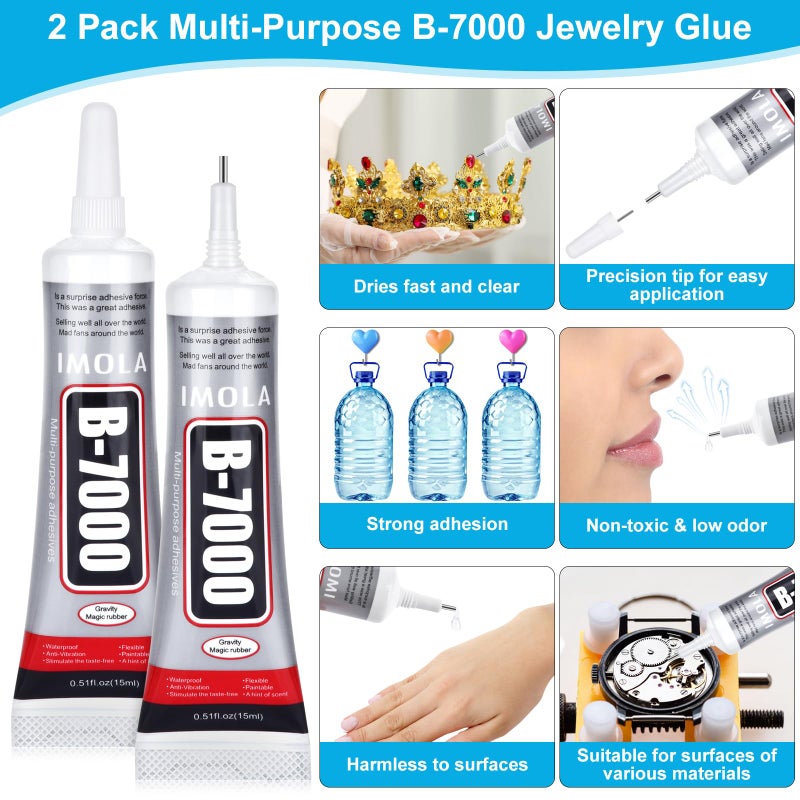 TeeLiy 120Pcs Craft Gems Jewels  1"" Larger Sequins With 2 Pack B7000 Jewelry Glue  Colorfull Acrylic Flatback Rhinestones For Pirate  Clothing Decoration  Themed Party Decoration Accessories - Image 3