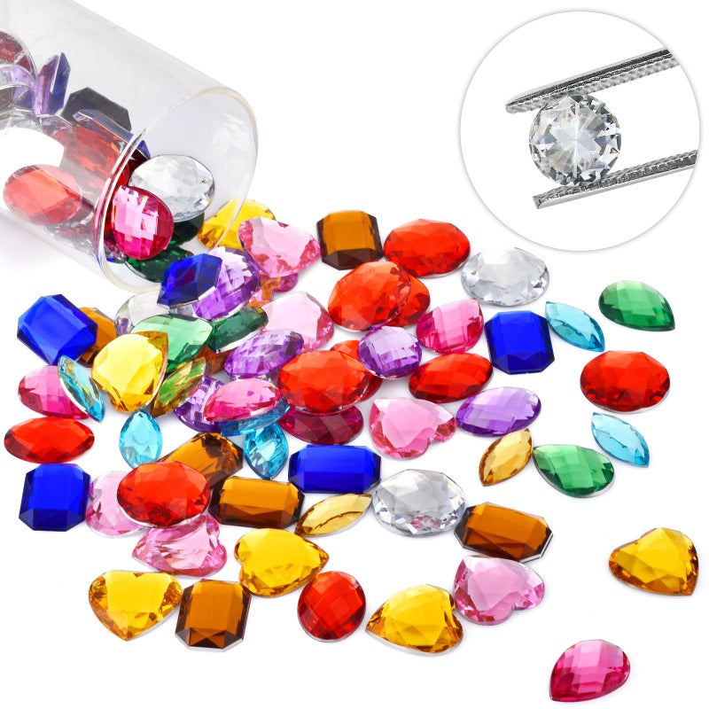 TeeLiy 120Pcs Craft Gems Jewels  1"" Larger Sequins With 2 Pack B7000 Jewelry Glue  Colorfull Acrylic Flatback Rhinestones For Pirate  Clothing Decoration  Themed Party Decoration Accessories - Image 5