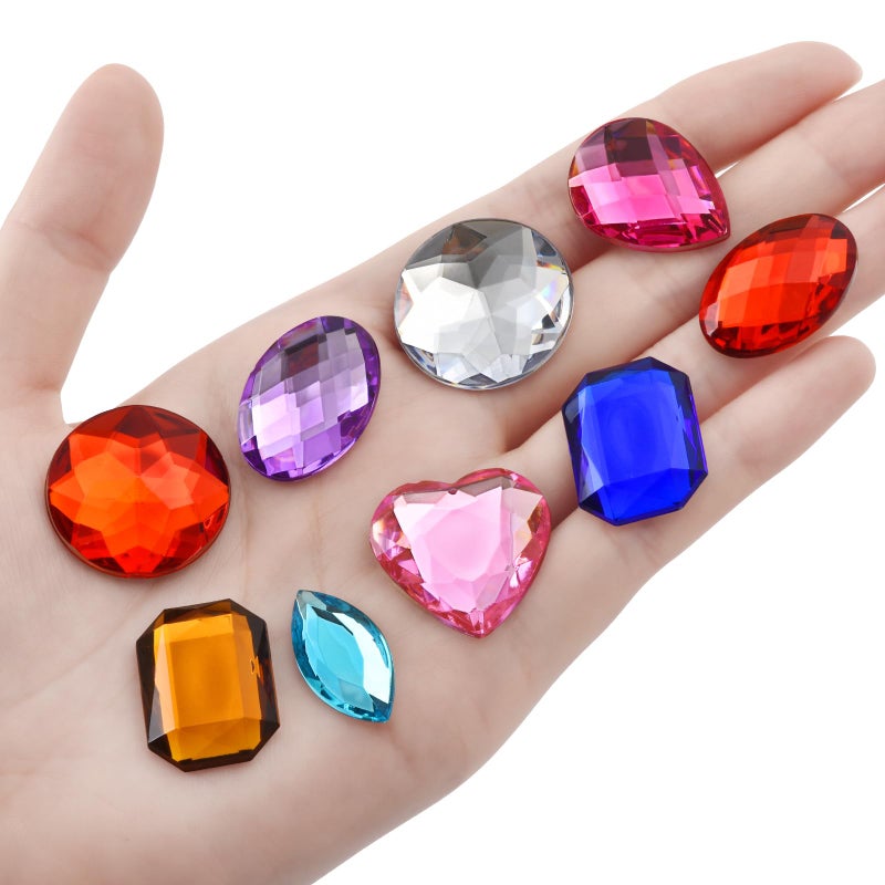 TeeLiy 120Pcs Craft Gems Jewels  1"" Larger Sequins With 2 Pack B7000 Jewelry Glue  Colorfull Acrylic Flatback Rhinestones For Pirate  Clothing Decoration  Themed Party Decoration Accessories - Image 4