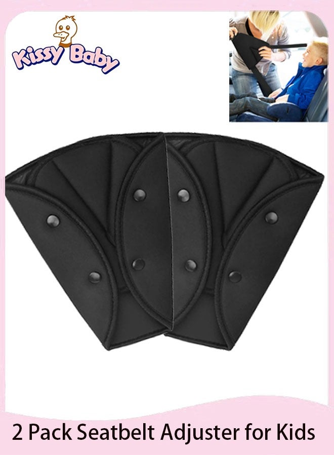 Kissy Baby 2 Pack Seatbelt Adjuster for Kids Car Child Seatbelt Adjusters Belt Cover Strap Protector Pad for Children Baby Adult Shoulder Neck Safety Triangle Positioner Black  - Image 1