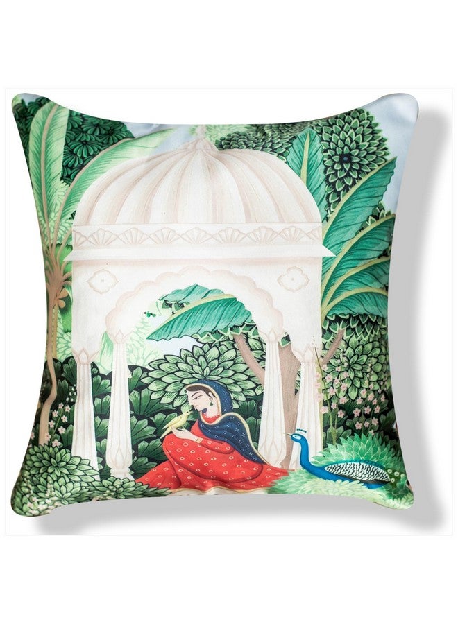Vendola Decorative Satin 250TC Sofa Cushion Pillow Covers, Multicolor, Set of 5 Ethnic Cushion Covers(Saheliyo Ki Bari,16x16 Inches) - Image 4
