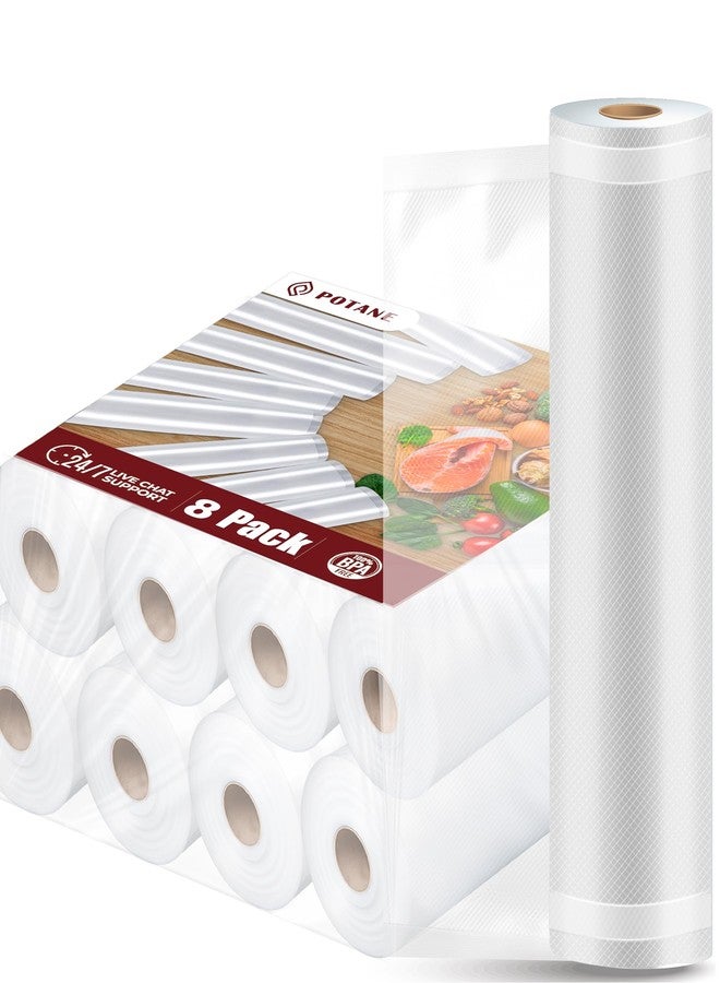Potane 8 Pack 8"x20'(8Rolls) Thickened Vacuum Sealer Bags For Food, Textures on Both Sides, Smell-Proof, Heavy Duty for POTANE, Food Saver, Weston, Sous Vide - Image 1