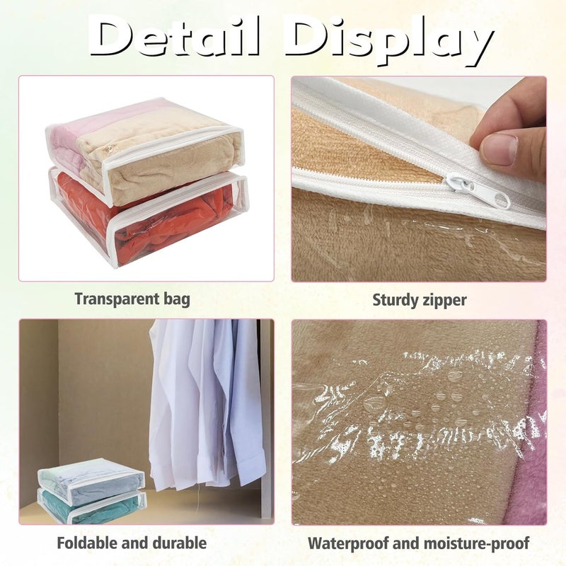 Rainmae 20 Pcs Clear Vinyl Zippered Sweater Storage Bags with Zipper Plastic Organizer26 x 26 x 6 cm Storage for Clothing Blankets Sheet Linen Bed Cube Organizer  - Image 3