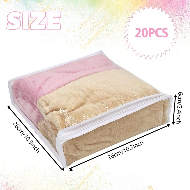 Rainmae 20 Pcs Clear Vinyl Zippered Sweater Storage Bags with Zipper Plastic Organizer26 x 26 x 6 cm Storage for Clothing Blankets Sheet Linen Bed Cube Organizer  - Image 2