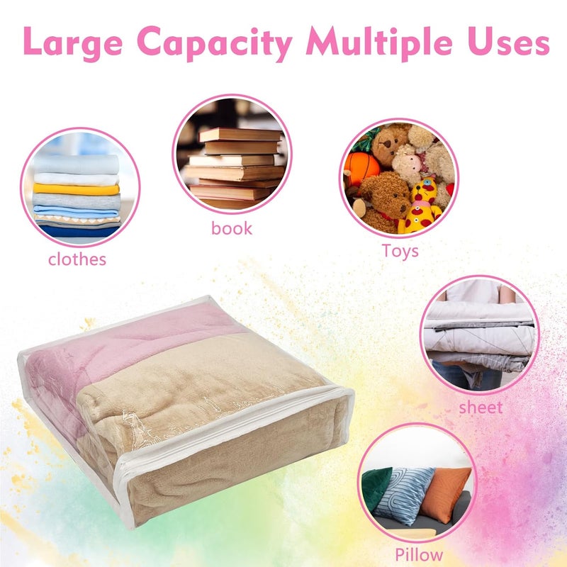 Rainmae 20 Pcs Clear Vinyl Zippered Sweater Storage Bags with Zipper Plastic Organizer26 x 26 x 6 cm Storage for Clothing Blankets Sheet Linen Bed Cube Organizer  - Image 5