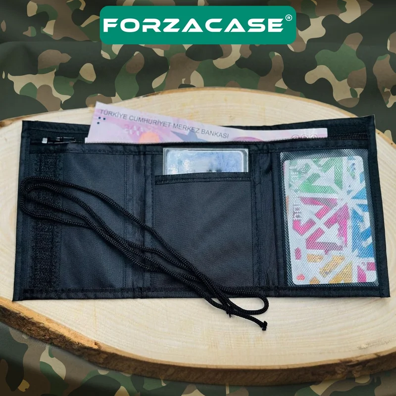 Forzacase 4-Compartment Interior Zippered Velcro Closure Neck Hanging Military Wallet - FC615