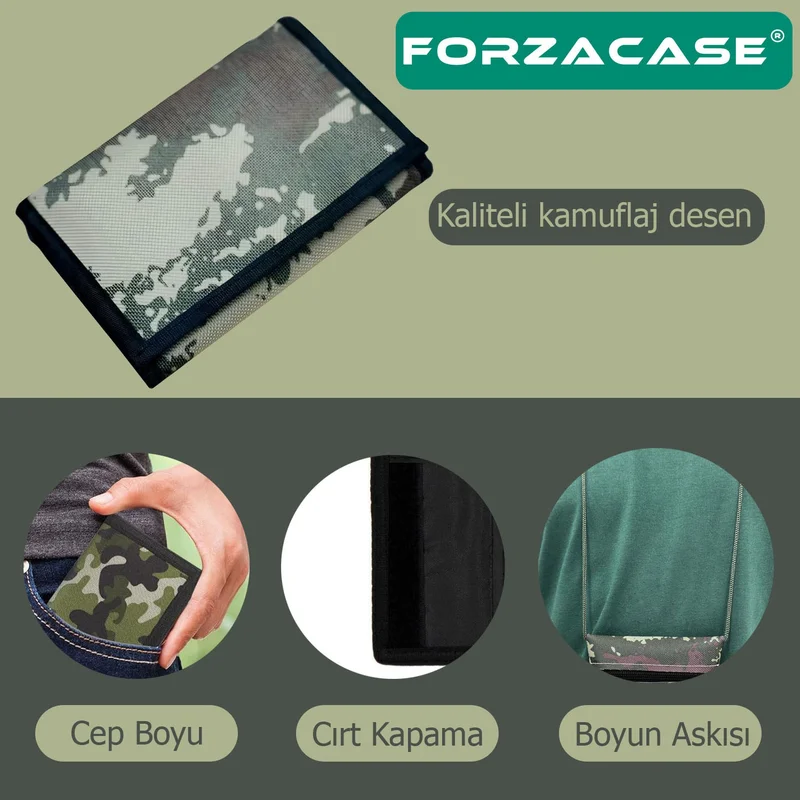 Forzacase 4-Compartment Interior Zippered Velcro Closure Neck Hanging Military Wallet - FC615