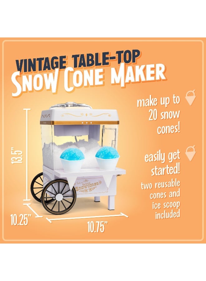 Nostalgia Snow Cone Shaved Ice Machine  Retro TableTop Slushie Machine Makes 20 Icy Treats  Includes 2 Reusable Plastic Cups  Ice Scoop  White - Image 2