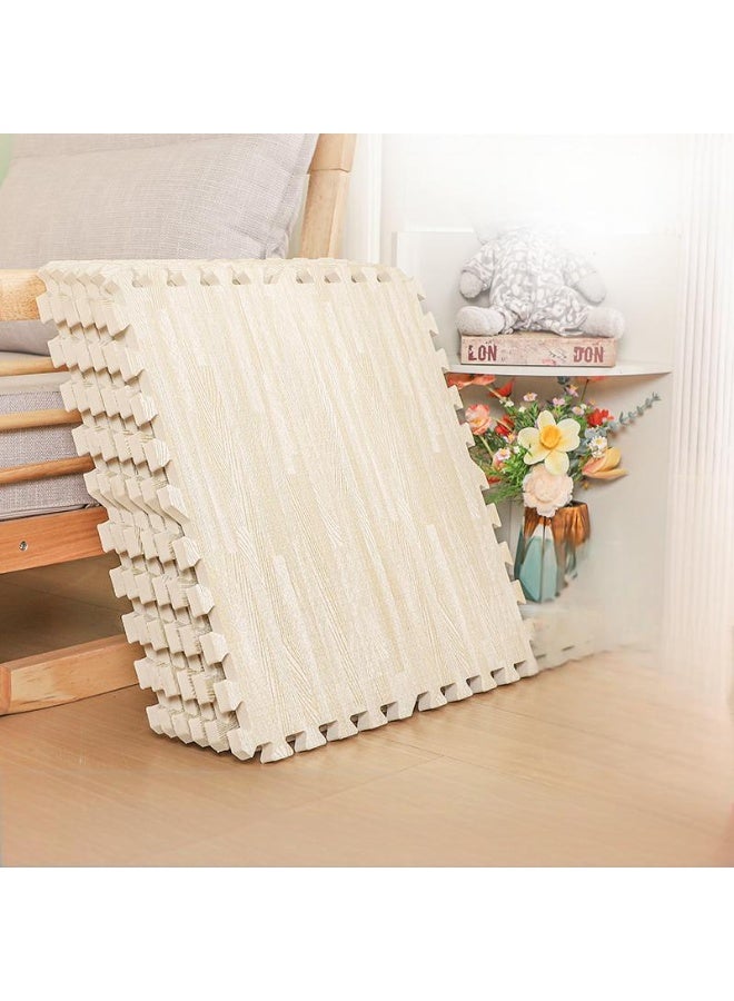 skjvxt 16 Pcs Wood Grain Floor Mats,Eva nterlocking Foam Mats, soft, breathable for bedroom, living room, children's room, 1cm Floor Protection 30x30cm(White) - Image 3
