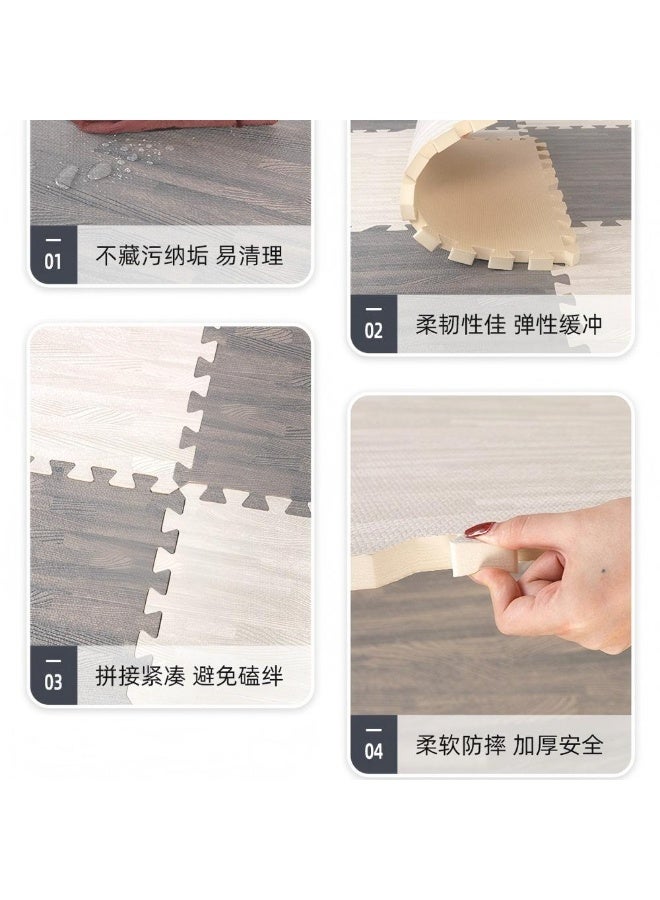 skjvxt 16 Pcs Wood Grain Floor Mats,Eva nterlocking Foam Mats, soft, breathable for bedroom, living room, children's room, 1cm Floor Protection 30x30cm(White) - Image 4