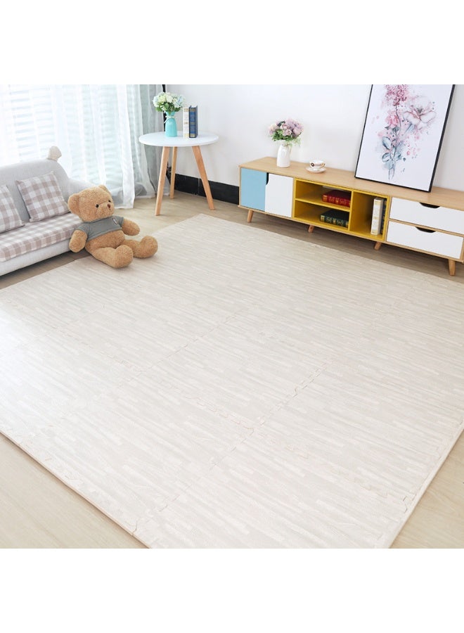 skjvxt 16 Pcs Wood Grain Floor Mats,Eva nterlocking Foam Mats, soft, breathable for bedroom, living room, children's room, 1cm Floor Protection 30x30cm(White) - Image 5