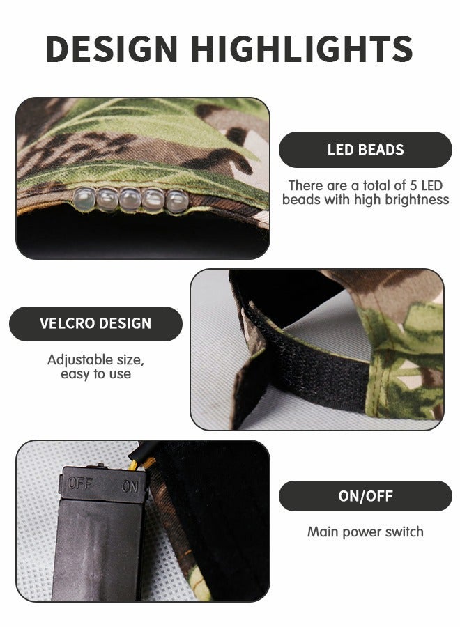 GROIC LED Headlamp Hat,Outdoor Cap,Bright Hands Free Lighted Battery Powered Headlamp,Hi-Beam Cap,Fishing Cap - Image 2