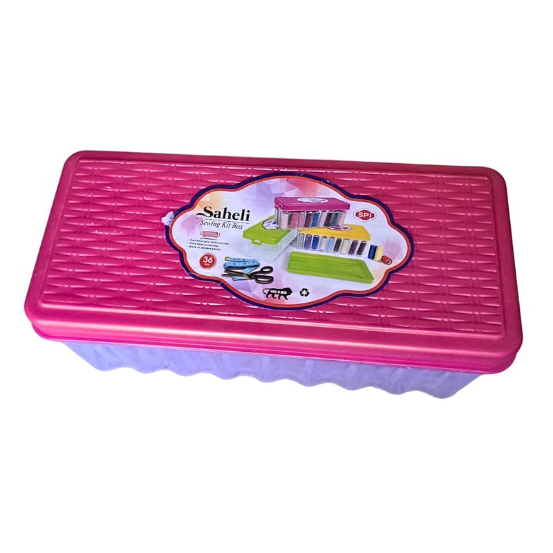 AANIJ AANIJ Plastic Big Tailoring Accessories Sewing Kit Box for Storage Scissor Pin Buttons Needles Reels Up to 36 Best in Home Stitching Item Storage 1pc Empty Box Assorted Color 