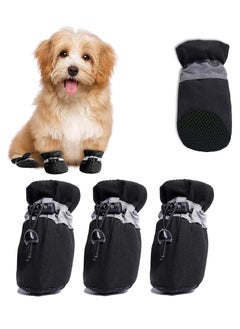 erorex Dog Shoes, Protective Dog Shoes with Reflective Straps - Non-Slip Booties for Small to Medium Dogs and Puppies - Set of 4 - Ideal Paw Protector for Hot Pavement (Size 5 Black)  - Image 1