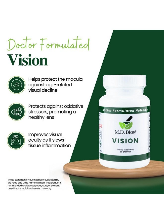 M.D. Blend Vision - Expert Formulated - Natural Robust Blend for Eye Wellness - with Lutein, Zeaxanthin, Astaxanthin, Zinc, Thiamine, Vitamins A & C - 30 Capsules (1 Pack) - Image 2