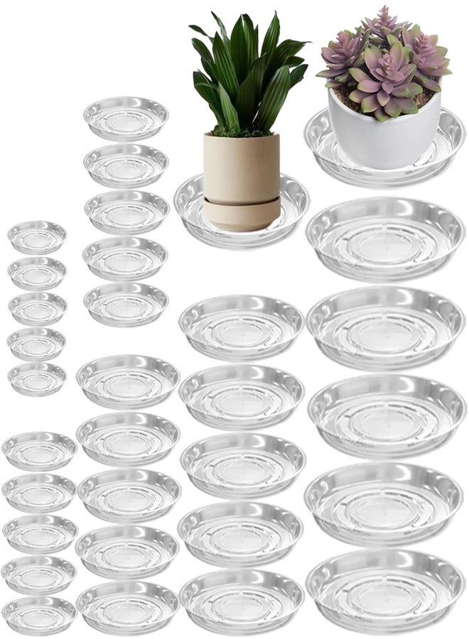 Planterhoma 30 Packs Clear Plant Saucers for Indoor Outdoor Use 4/6/8/10/12/14 Inches Heavy Duty Plastic Plant Trays for Planter Bulk Flower Pot Drip Trays to Catch Water, Round Transparent - Image 1