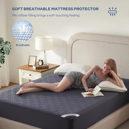 BEDLORE 2 Pack Waterproof Mattress Protector, Queen Size Mattress Pad with Deep Pocket 6"-18" Depth, Soft Breathable Bed Mattress Cover for Bedroom, College Dorm (Navy Blue) - Image 3