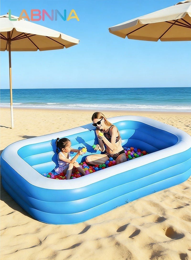 LABNNA 180*142*60cm Swimming Pool,Inflatable Thickened Large Blow Up Pool for Family Backyard Outdoor Toddler,Family Pool, Summer Water Party Ideal Choice for Indoor Entertainment and Outdoor Activities - Image 1