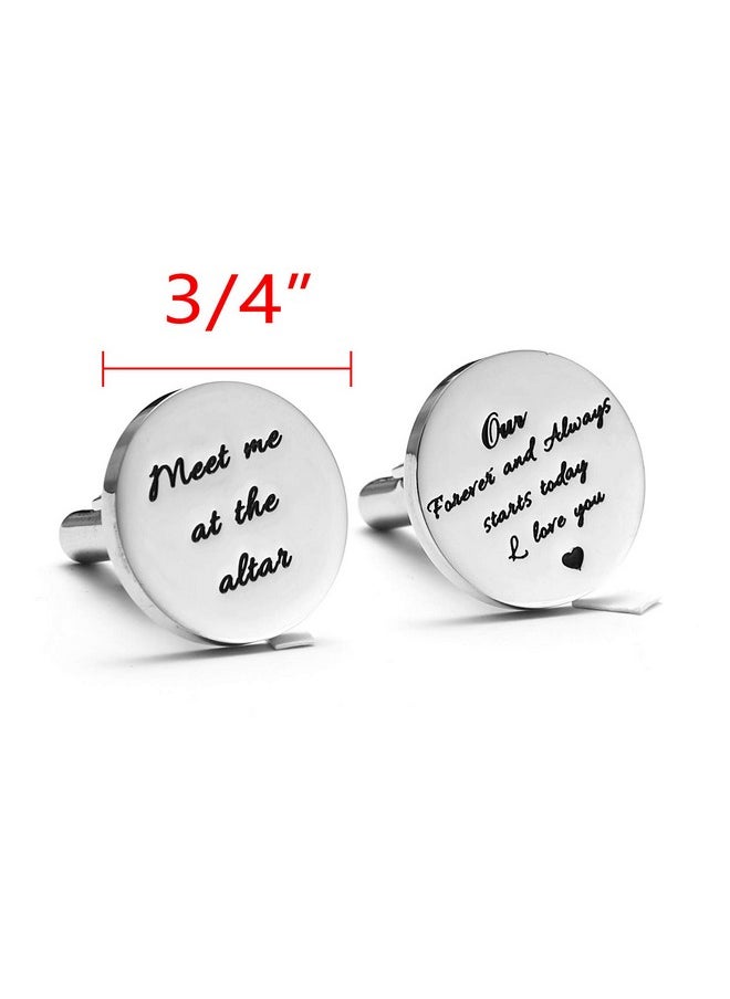 Melix Home - Stainless Steel Cufflinks For Men Groom Meet Me At The Altar Wedding Gifts Cuff Links (Our Forever And Always Stars Today) - Image 1