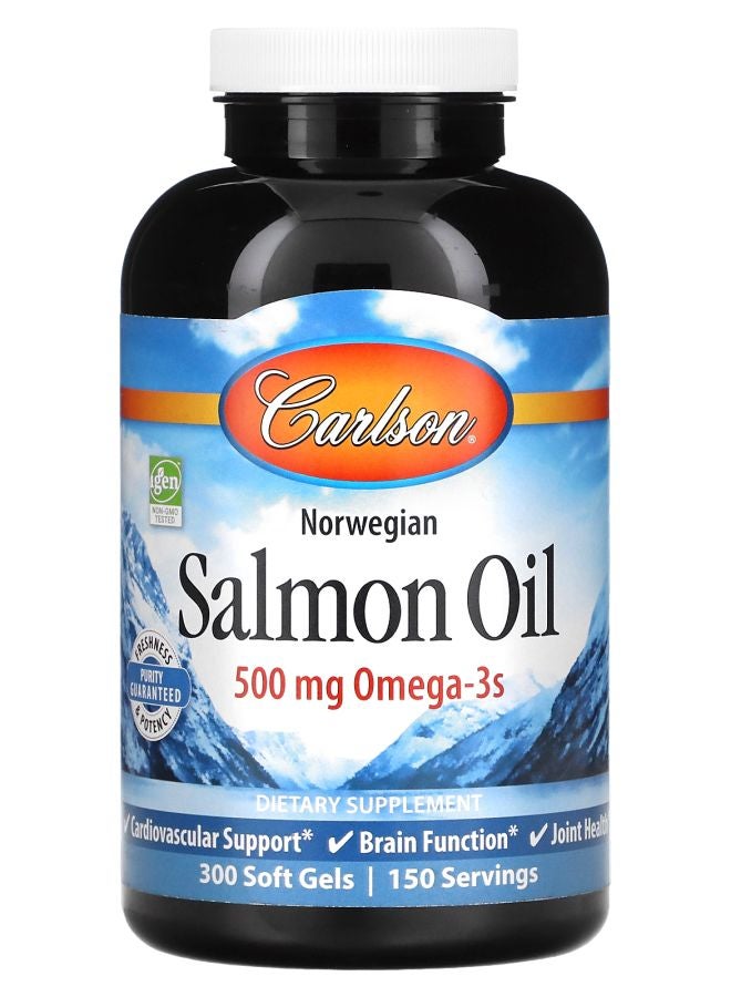 Norwegian Salmon Oil 500 mg 300 Soft Gels (250 mg per Soft Gel)