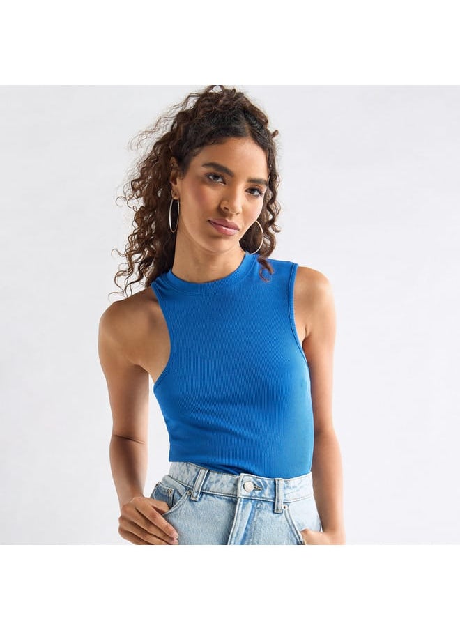 FAV Ribbed Sleeveless Top with Crew Neck  - Image 1