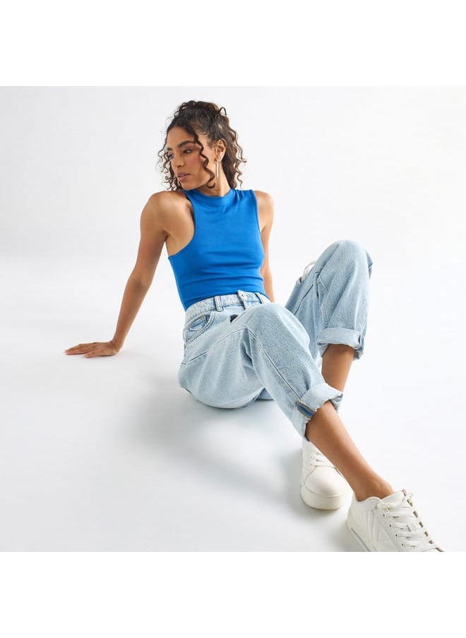 FAV Ribbed Sleeveless Top with Crew Neck  - Image 2