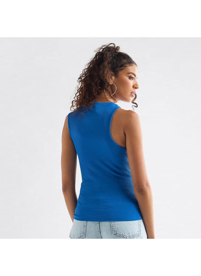 FAV Ribbed Sleeveless Top with Crew Neck  - Image 3