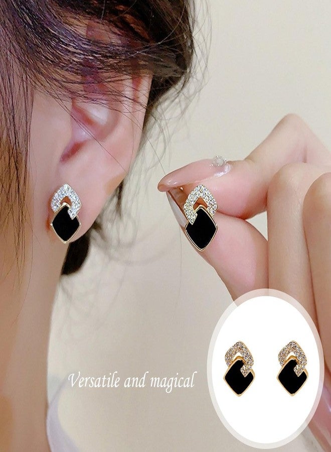 Aeenioy 3-Pair Black Earrings for Women Fashion, Stylish Set, Hoops and Studs, Gift for Girls and Women, Everyday and Special Occasion Jewelry - Image 5