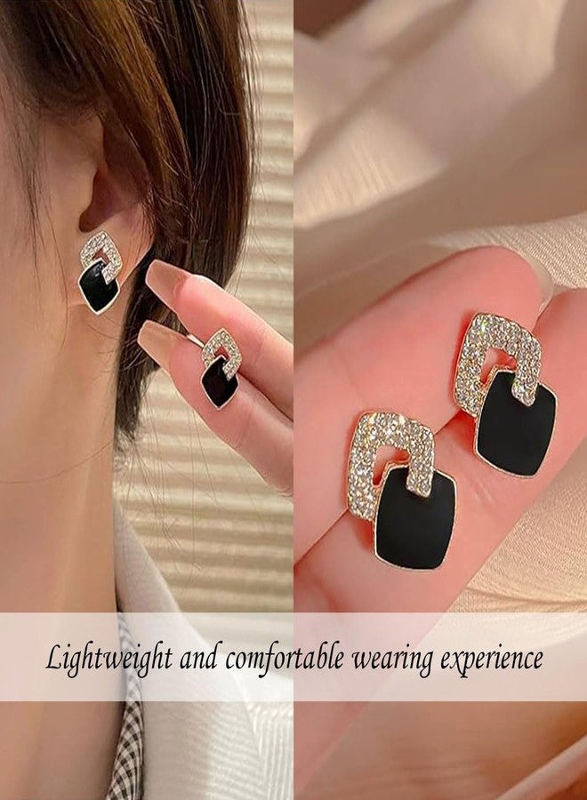 Aeenioy 3-Pair Black Earrings for Women Fashion, Stylish Set, Hoops and Studs, Gift for Girls and Women, Everyday and Special Occasion Jewelry - Image 3