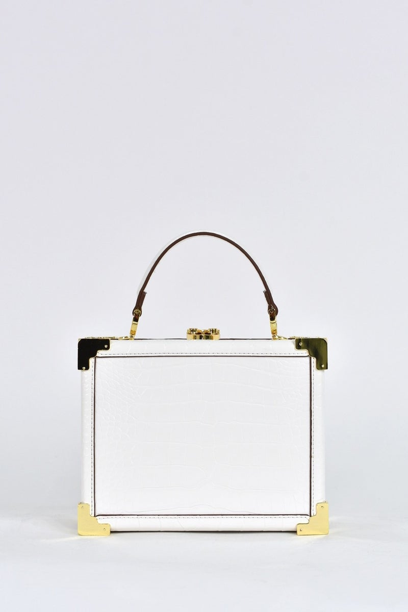 Elatae Women's Shoulder Strap Crocodile Pattern Evening Dress Daily Handbag White 17439  - Image 2