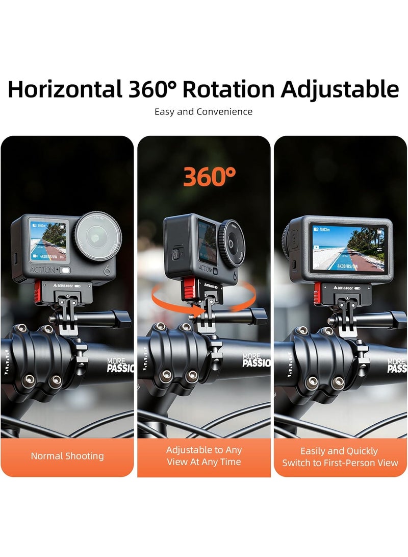 حامل مغناطيسي سريع الإطلاق لملحقات DJI Osmo Action 6 / Nano، حامل معدني محدث مع وظيفة الدوران الأفقي، أسود-أحمر - Image 5