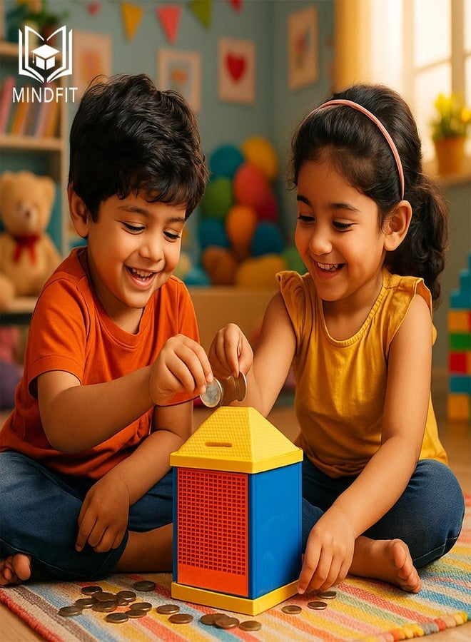 حصالة على شكل كوخ من مايندفيت - حصالة نقود بلاستيكية للأطفال، هدية عيد ميلاد للأولاد والبنات (عبوة من قطعة واحدة) - Image 3