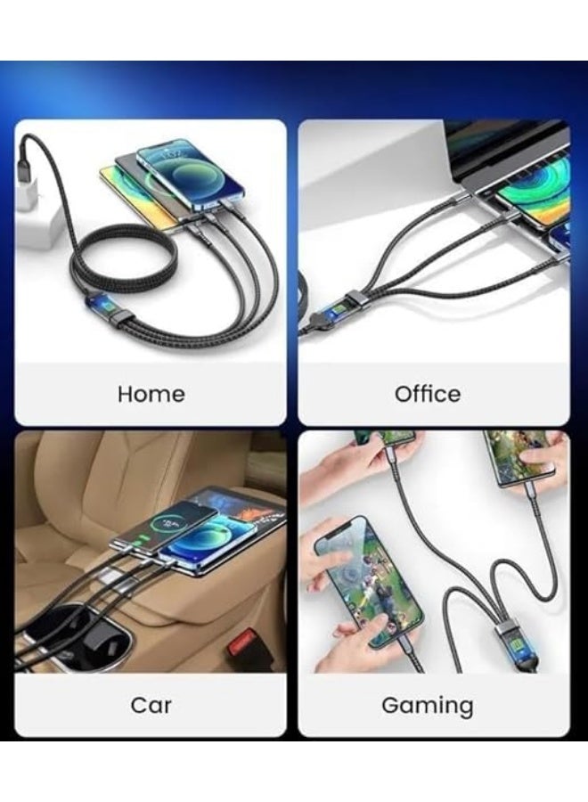 3 in 1 USB Cable 100W Fast Charging for iOS and Android, Widely Fit - Black - Image 3