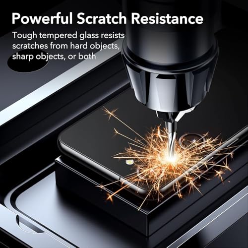 ZARALA Camera Lens Frame Glass Compatible with Samsung Galaxy S24 FE 5G Tempered Glass Aluminum Alloy Frame Individual Camera Lens Protector Cover Black - Image 3