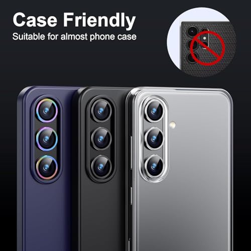 ZARALA Camera Lens Frame Glass Compatible with Samsung Galaxy S24 FE 5G Tempered Glass Aluminum Alloy Frame Individual Camera Lens Protector Cover Black - Image 5
