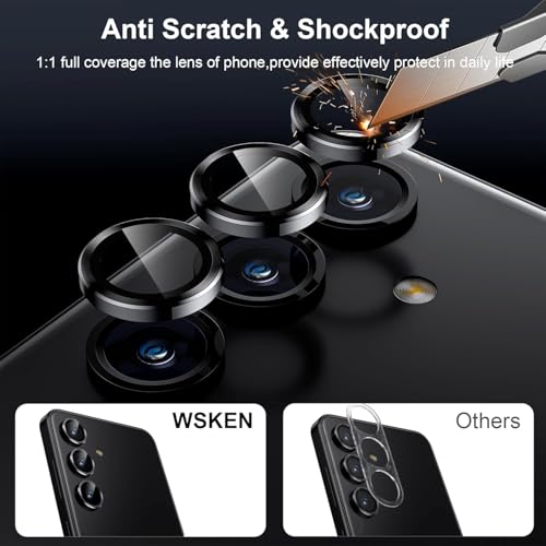 ZARALA Camera Lens Frame Glass Compatible with Samsung Galaxy S24 FE 5G Tempered Glass Aluminum Alloy Frame Individual Camera Lens Protector Cover Black - Image 4