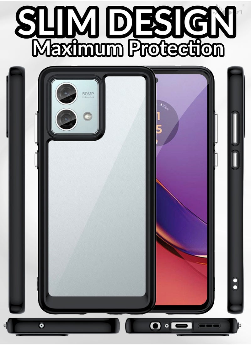 IKBEN - IKBEN Compatible Motorola Moto G84 Protective Case PC Back Case/TPU Frame Protective Case Phone Case with 2 Tempered Glass Screen Protectors - Image 1