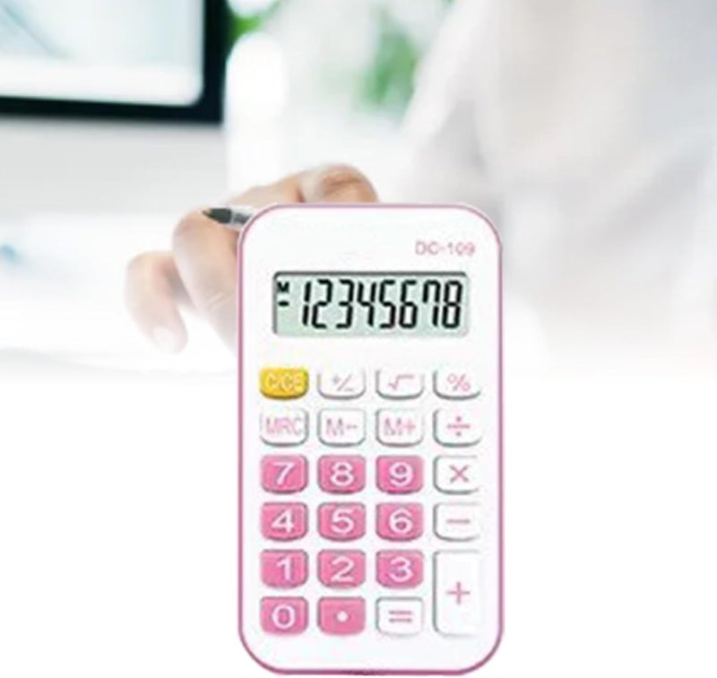 Haofy Pocket Calculator, Mini Small Portable for Students Office with Rope Basic Computing Tasks Fashionable Design Durable ABS Material (Pink) - Image 3
