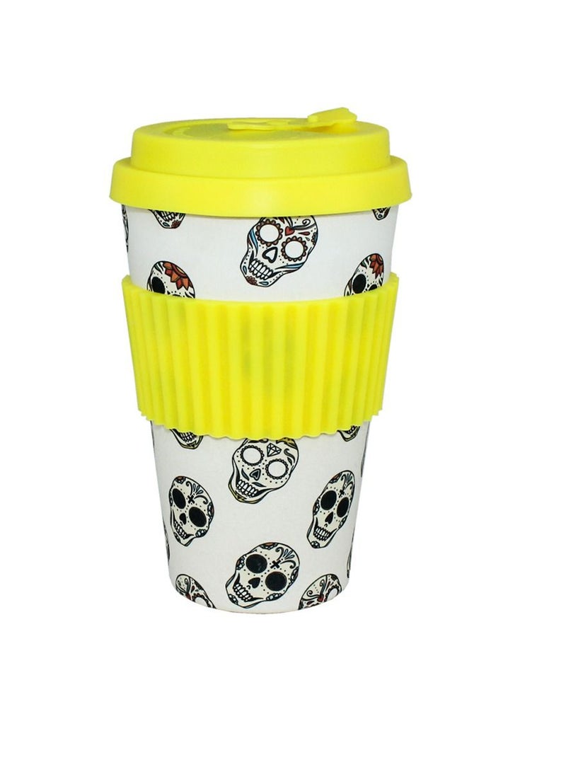 Mopita Natural Tea And Coffee Mug With Stylish Gamers Design With Silicone Lid And Comfortable Grip Best for Healthy Lifestyle, Takeaway Coffee Cup In An Elegant Way Made of Organic Natural Bamboo Fibre  - Image 1