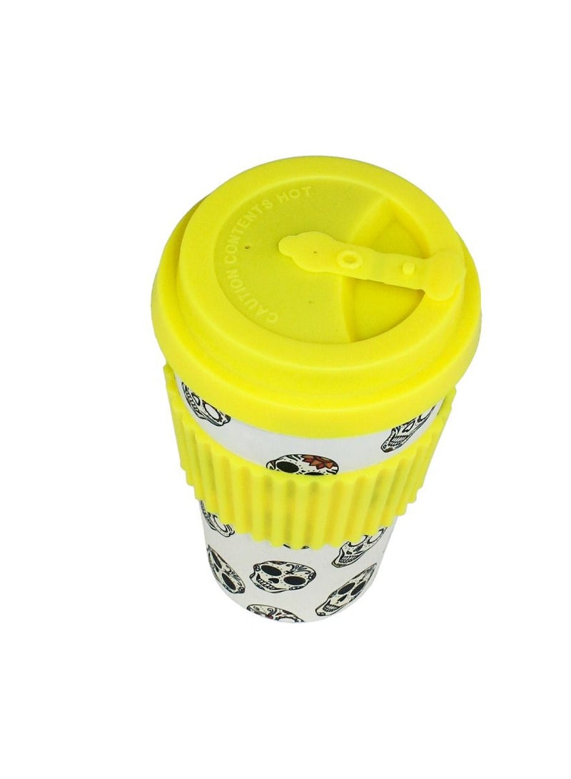 Mopita Natural Tea And Coffee Mug With Stylish Gamers Design With Silicone Lid And Comfortable Grip Best for Healthy Lifestyle, Takeaway Coffee Cup In An Elegant Way Made of Organic Natural Bamboo Fibre  - Image 3