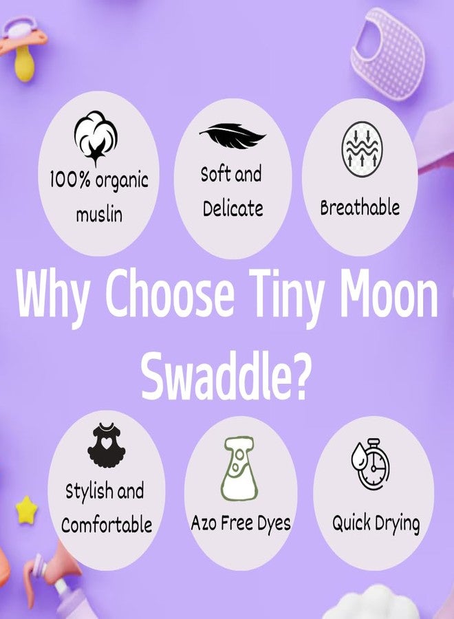 Tiny Moon Muslin Swaddle for Babies | Receiving Towel for Newborns | Wrap Cloth for Babies| 100 * 100 cm | 0 to 24+ Months (2) - Image 4