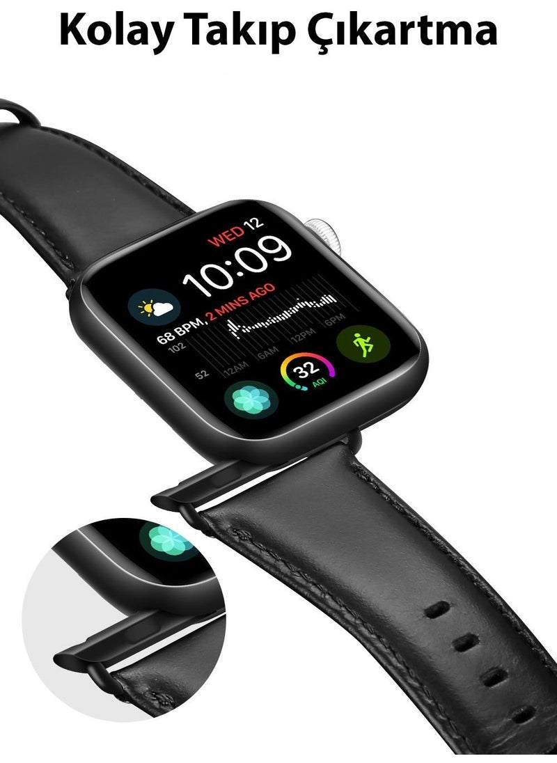 Coofbe - Hermes Loop Leather Apple Watch 38-40-41MM Band Strap, Ultra Light, Steel Buckle Strap - Image 1
