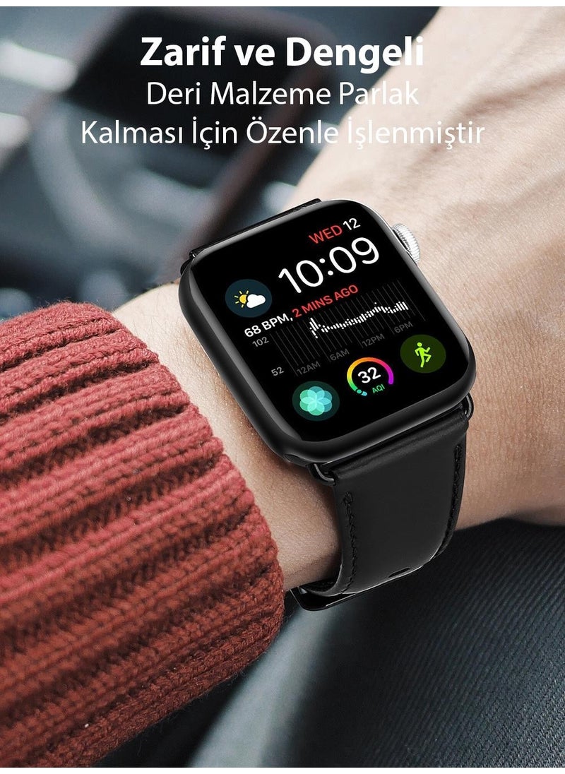 Coofbe - Hermes Loop Leather Apple Watch 38-40-41MM Band Strap, Ultra Light, Steel Buckle Strap - Image 1